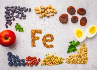 Which fruits are rich in iron, and which tricks are used for better iron absorption? low-iron foods